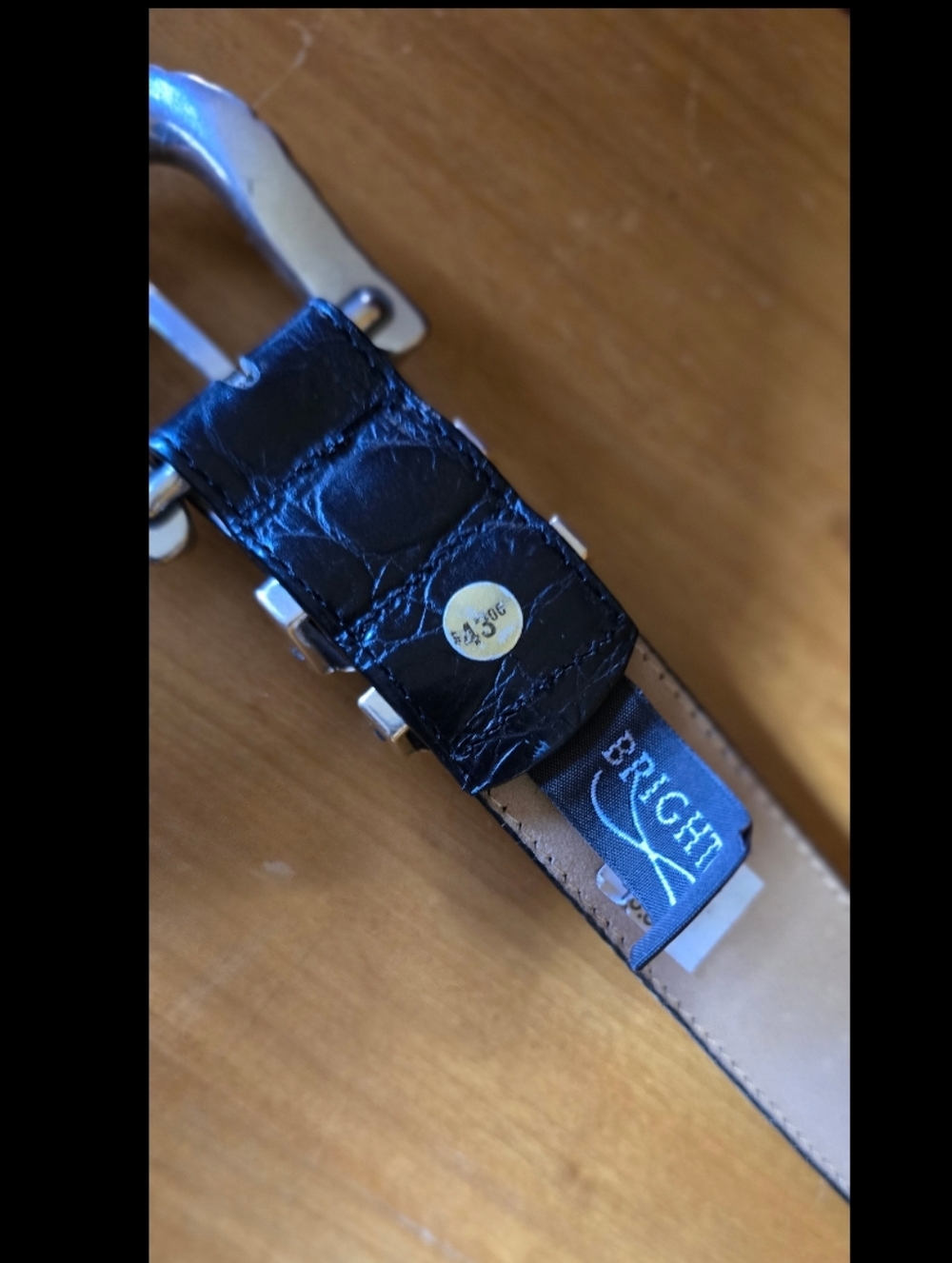 Brighton Leather Belt Croc Alligator Embossed Silver Toned Buckle Black Medium M - Picture 5 of 10